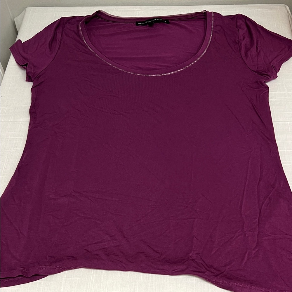 White House Black Market Magenta Short Sleeve Top